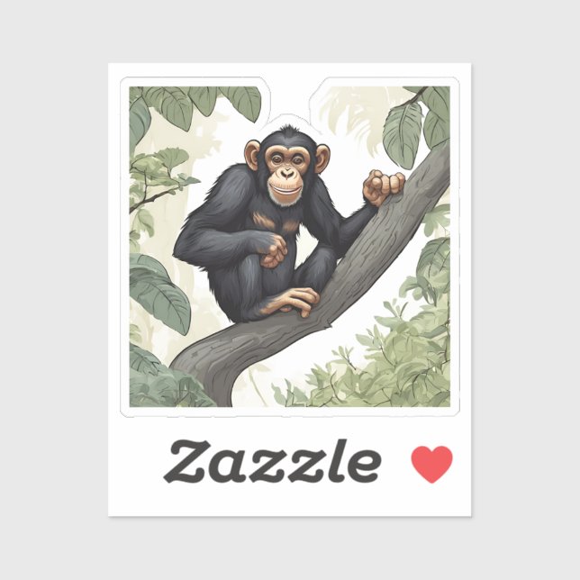 Cute chimpanzee on the branch greets (Sheet)