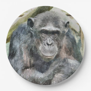 CUTE CHIMPANZEE PAPER PLATE