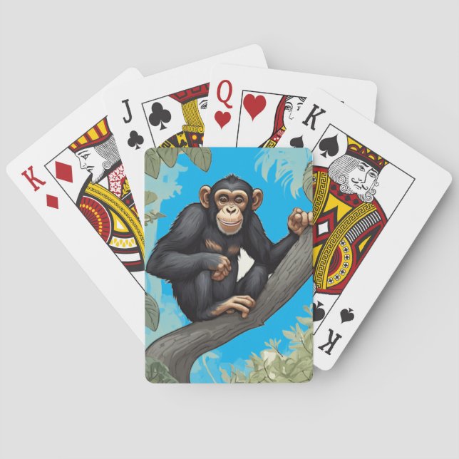 Cute Chimpanzee Playing Cards (Back)