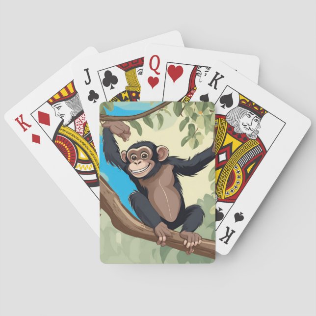 Cute Chimpanzee Playing Cards (Back)