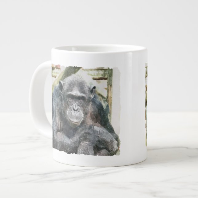 CUTE CHIMPANZEES LARGE COFFEE MUG (Front Left)