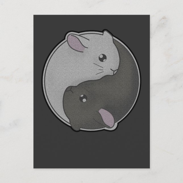 Cute Chinchilla Gift Yin Yang Rodent Pet Taoism Postcard (Front)