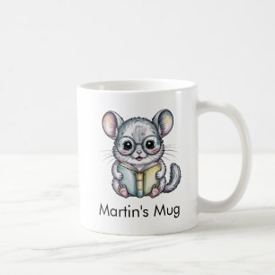 Cute Chinchilla Reading Book Custom Coffee Mug