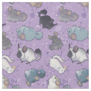 Cute Chinchilla Scatter Cute Animals On Purple Fabric