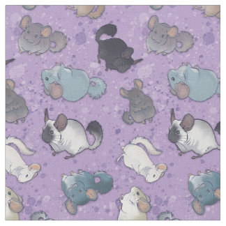 Cute Chinchilla Scatter Cute Animals On Purple Fabric