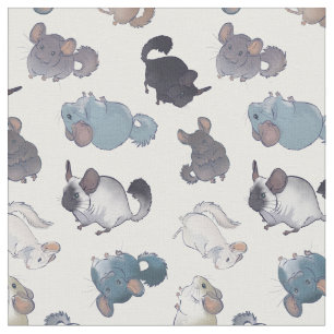 Cute Chinchilla Scatter Cute Animals On White Fabric