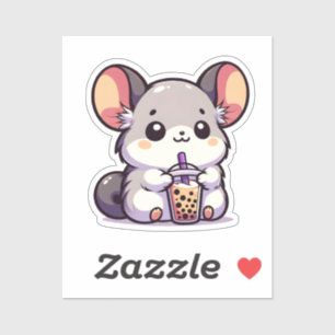 Cute chinchilla with bubble tea