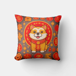 Cute Chinese dog new year pillowThrow Pillow