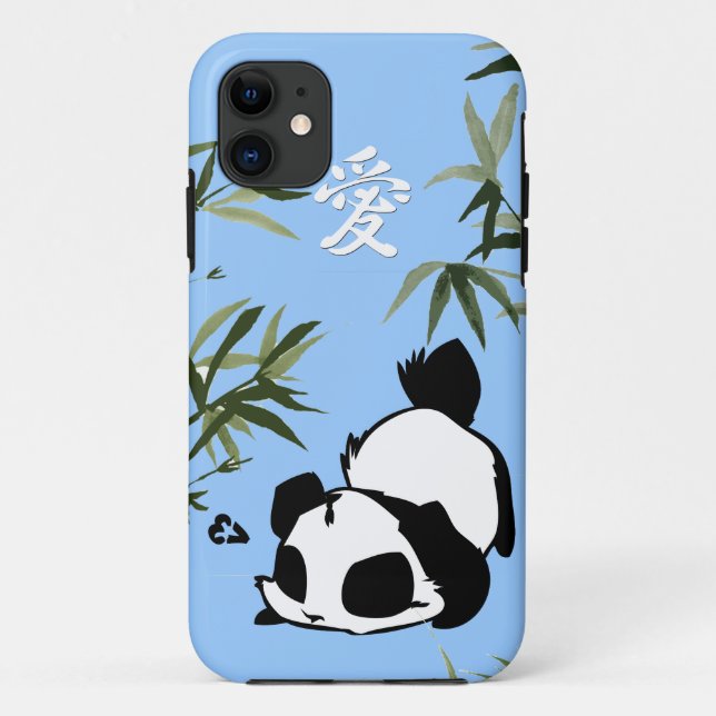 Cute Chinese "Love" Panda with Bamboos Case-Mate iPhone Case (Back)