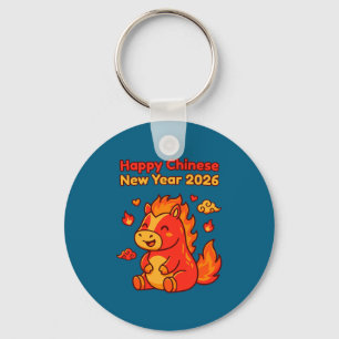 Cute Chinese Lunar Horse Premium Tri Key Ring