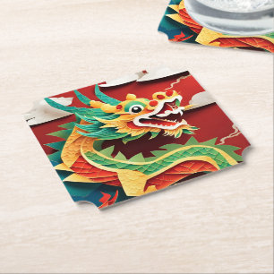 Cute Chinese New Year Dragon Zodiac Birthday PapC1 Paper Coaster