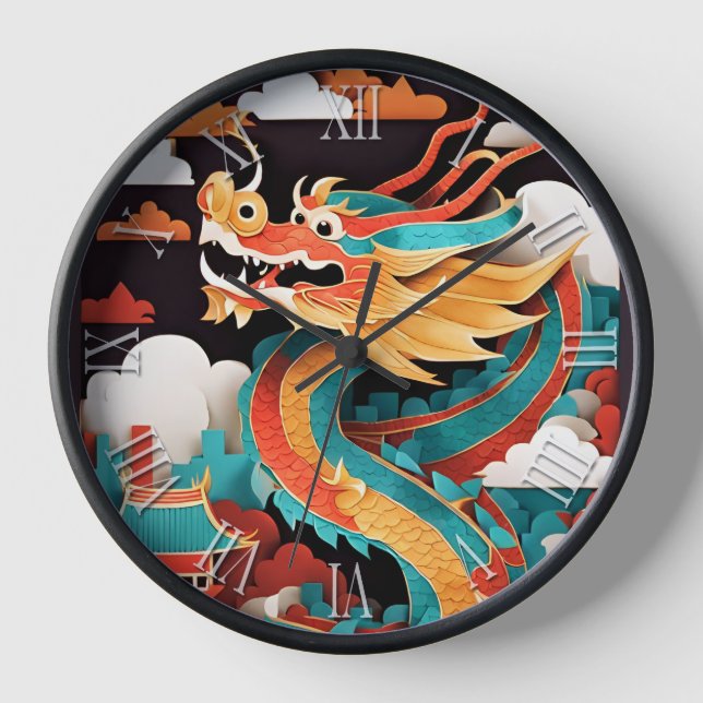 Cute Chinese New Year Dragon Zodiac Birthday WC Clock (Front)