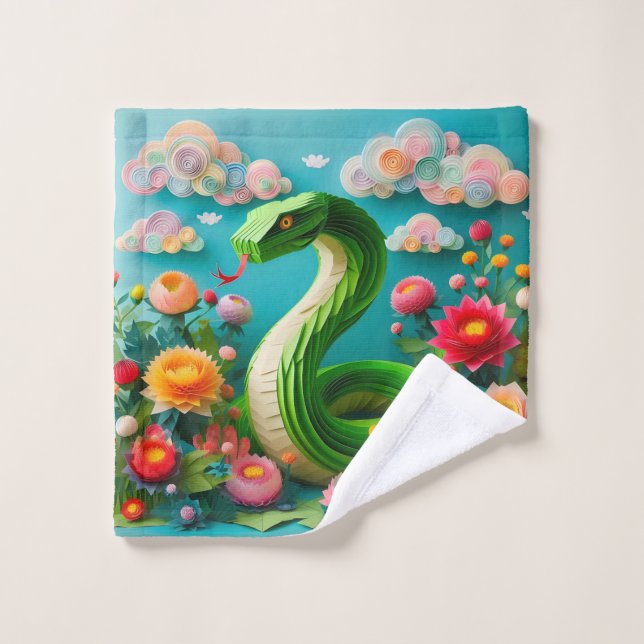 Cute Chinese New Year Snake 2025 WC3 Wash Cloth (Wash Cloth)