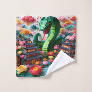 Cute Chinese New Year Snake 2025 WC5 Wash Cloth