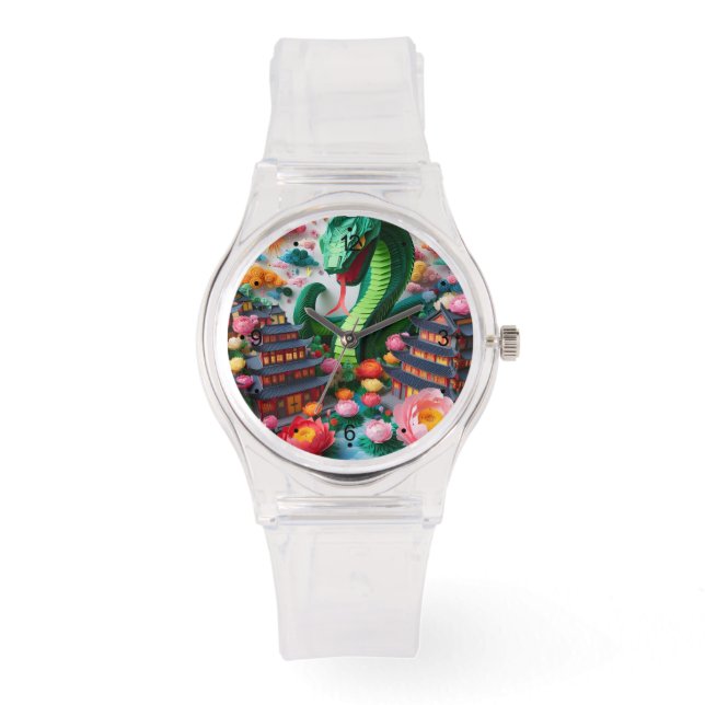 Cute Chinese New Year Snake Origami WGW5 Watch (Front)