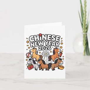 Cute Chinese New Years 2026 Horse Zodiac Lunar New Card