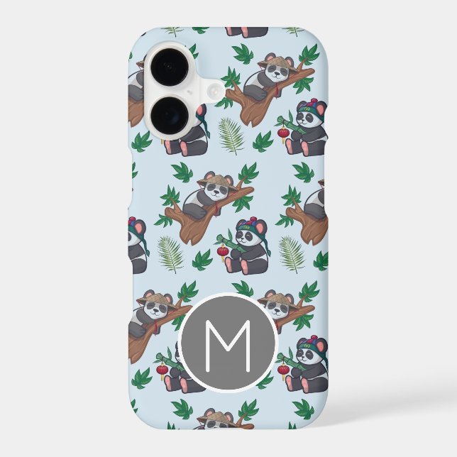 Cute Chinese Pandas Pattern Monogram (Back)