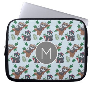 Cute Chinese Pandas Pattern Monogram Laptop Sleeve