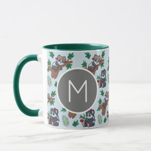 Cute Chinese Pandas Pattern Monogram Mug