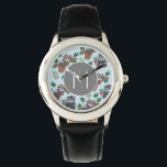 Cute Chinese Pandas Pattern Monogram Watch<br><div class="desc">Adorable panda repeat pattern on monogrammed watch.</div>