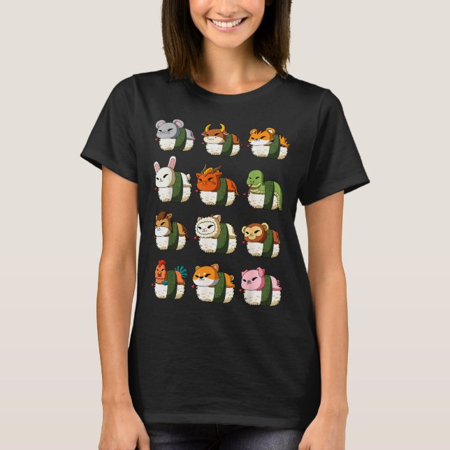 Cute Chinese Zodiac Animal Signs Lunar New Year Su T-Shirt (Front)