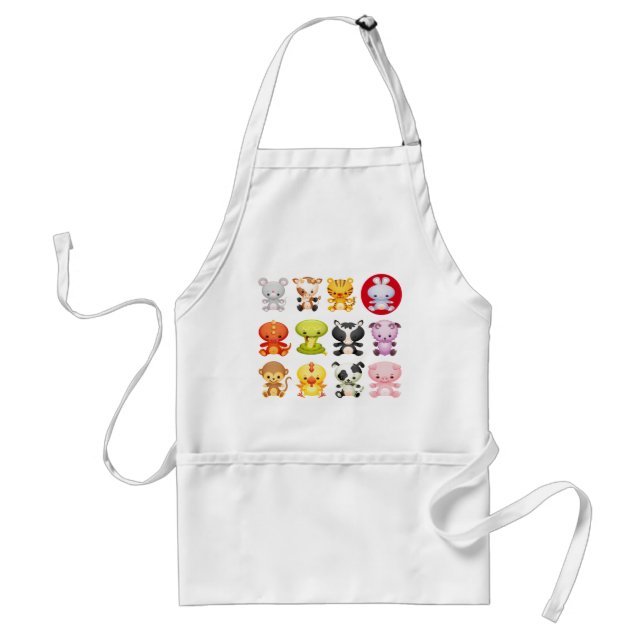 Cute Chinese Zodiac Cartoon Animals Apron (Front)