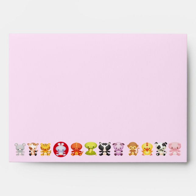 Cute Chinese Zodiac Cartoon Animals Envelope (Front)