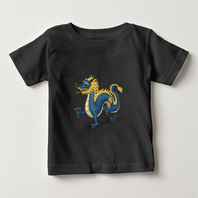 Cute Chinese Zodiac Dragon Black Baby T-Shirt (Front)