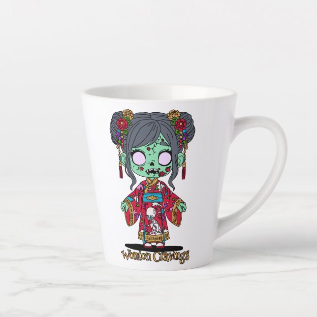 Cute Chinese Zombie Latte Mug (Right)