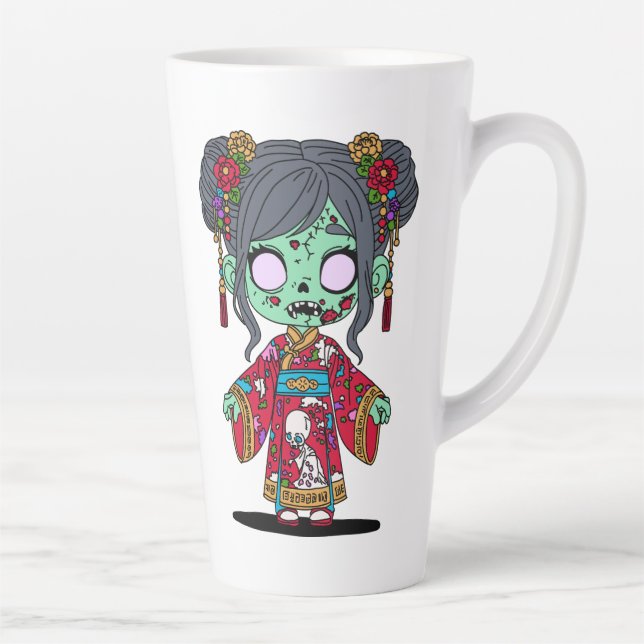 Cute Chinese Zombie Latte Mug (Right)
