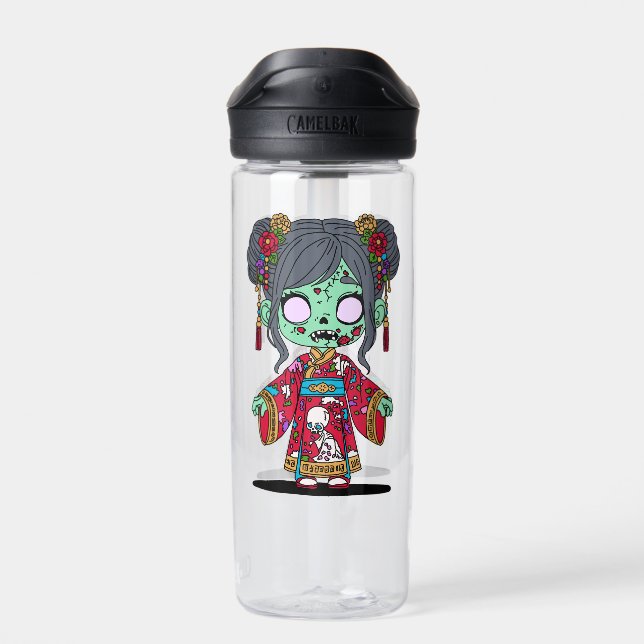 Cute Chinese Zombie Water Bottle (Back)