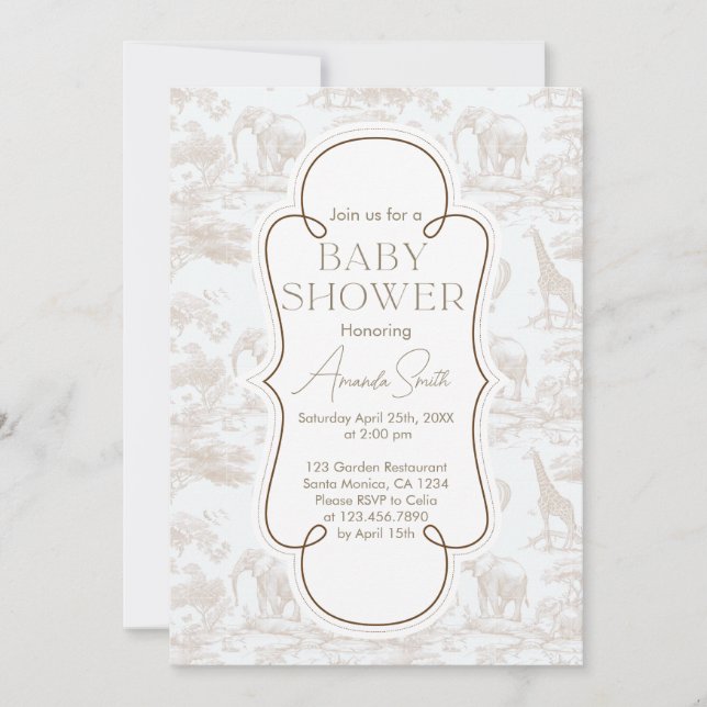 Cute Chinoiserie Toile de Jouy baby shower Invitation (Front)