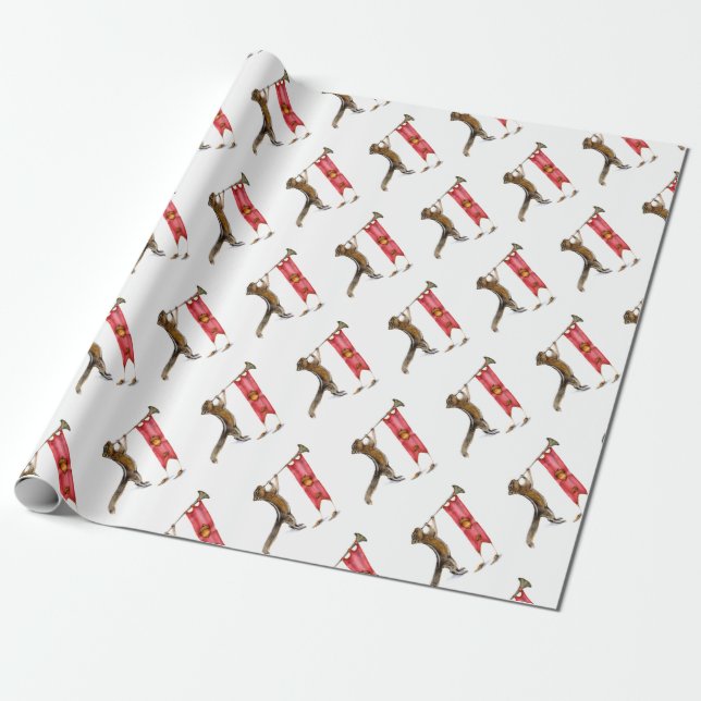 Cute Chipmunk Announcer Wrapping Paper (Unrolled)