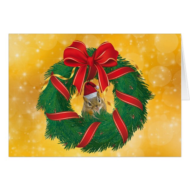 Cute Chipmunk Christmas Wreath (Front Horizontal)