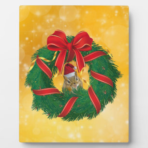 Cute Chipmunk Christmas Wreath Plaque