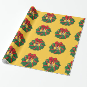 Cute Chipmunk Christmas Wreath Wrapping Paper
