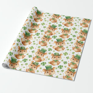 Cute Chipmunk Green Hat Shamrock St. Patrick's Day Wrapping Paper