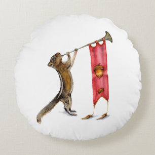 Cute Chipmunk Herald Round Cushion