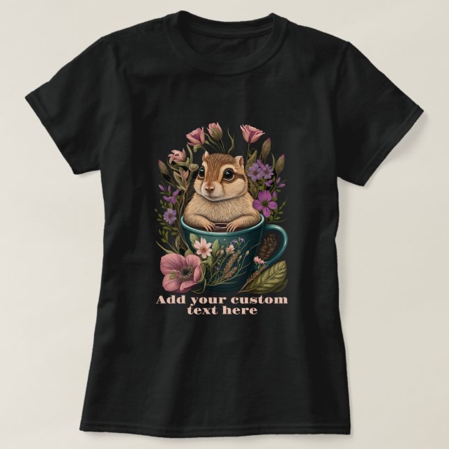 Cute Chipmunk in a cup wildflower, Chipmunk Lovers T-Shirt (Design Front)