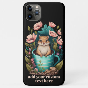 Cute Chipmunk in Cup Wildflower Cottagecore Custom iPhone 11 Pro Max Case