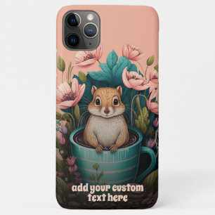 Cute Chipmunk in Cup Wildflower Cottagecore Custom iPhone 11 Pro Max Case
