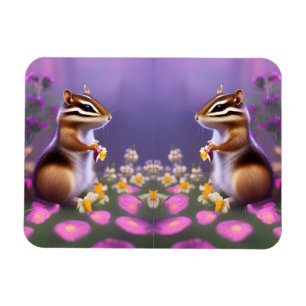 Cute Chipmunk in Flowers Magnet