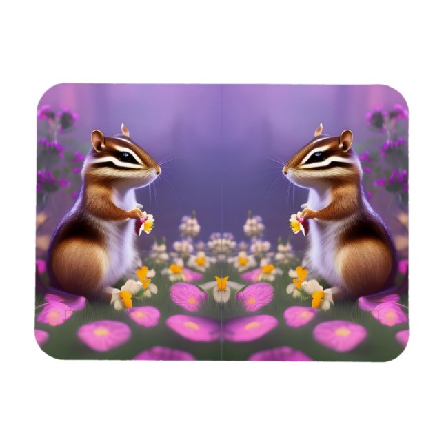 Cute Chipmunk in Flowers  Magnet (Horizontal)