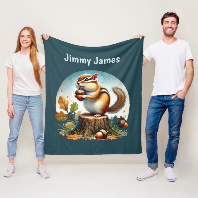 Cute chipmunk lovers add name  fleece blanket (In Situ)