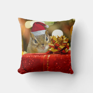 Cute Chipmunk Merry Christmas Cushion