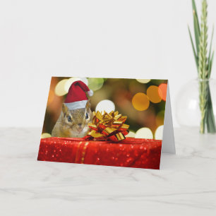 Cute Chipmunk Merry Christmas Holiday Card