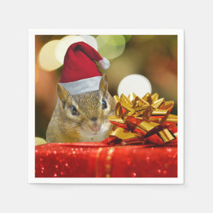Cute Chipmunk Merry Christmas Napkin