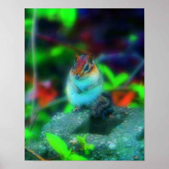 Cute Chipmunk Nature Fantasy Art Poster (Front)