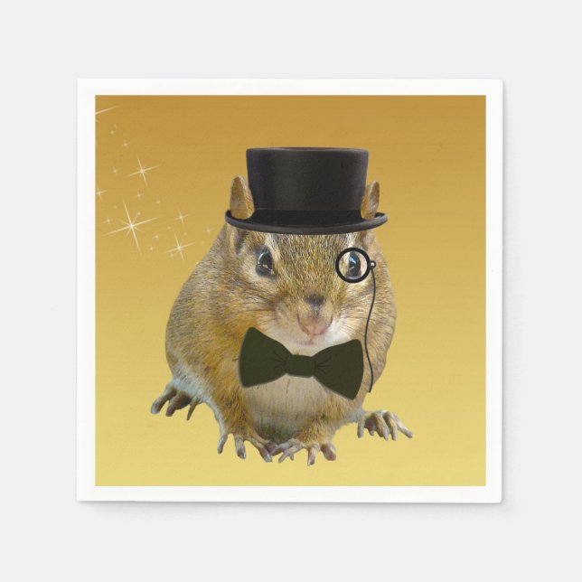 Cute Chipmunk New Year’s Eve Party Napkin (Front)