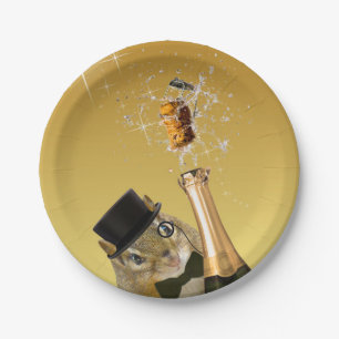Cute Chipmunk New Year’s Eve Party Paper Plate